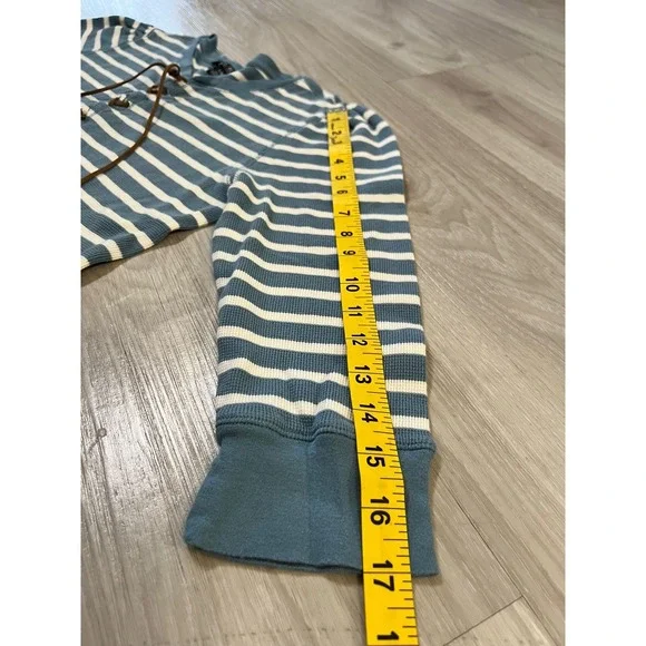 Lauren Ralph Lauren Women Top Striped Henley Long Sleeve Lace Up Blue White Sz L - Picture 7 of 14